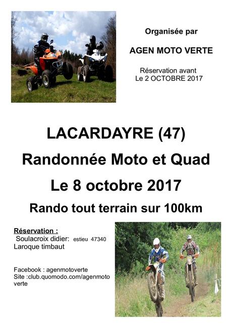 Rando Lacardayre Moto et Quad d'Agen Moto Verte le 8 octobre 2017 à Lacardayre (47)