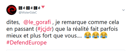 pas Gorafi : #DefendEurope… sauvé par un bateau d’aide aux migrants 😂😂😂 pas Gorafi : #DefendEurope… sauvé par un bateau d’aide aux migrants 😂😂😂