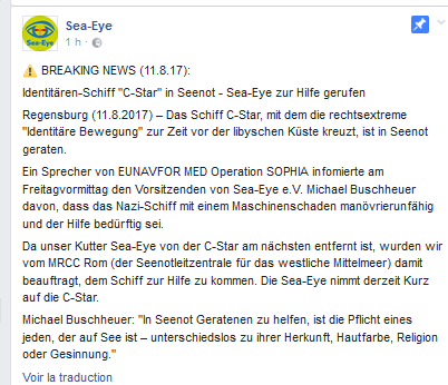 pas Gorafi : #DefendEurope… sauvé par un bateau d’aide aux migrants 😂😂😂 pas Gorafi : #DefendEurope… sauvé par un bateau d’aide aux migrants 😂😂😂