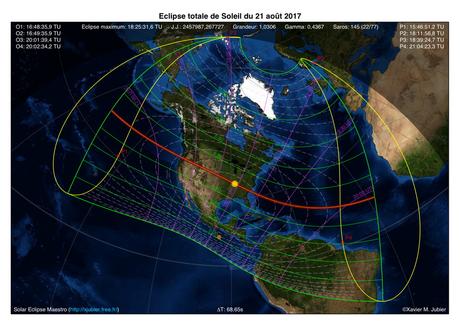 Événement : une éclipse totale du Soleil visible aux États-Unis le 21 août carte éclipse de Soleil 21 août