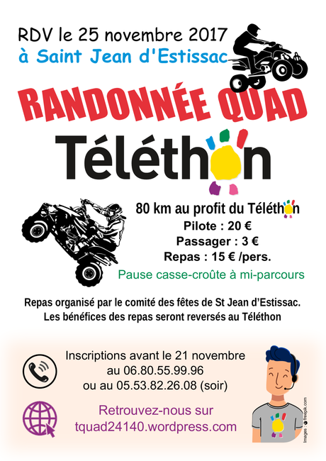 Rando Quad Téléthon à St Jean d'Estissac (24), le 25 novembre 2017