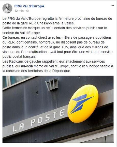 Fermeture de la Poste de la Gare RER Chessy, la réaction du PRG du Val d’Europe