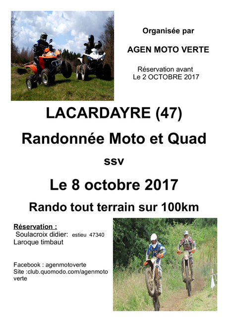 Rando de Bajamont d'Agen Moto Verte le 8 octobre 2017 à Bajamont (47)