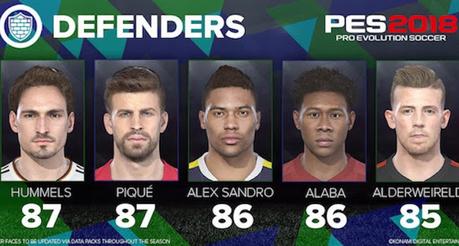 PES 2018 dévoile les notes des meilleurs joueurs du jeu PES 2018 dévoile les notes des meilleurs joueurs du jeu
