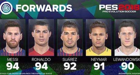 PES 2018 dévoile les notes des meilleurs joueurs du jeu PES 2018 dévoile les notes des meilleurs joueurs du jeu