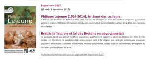 Galerie du cloître de Ste Anne-d’Auray  exposition Philippe  LEJEUNE jusqu’au 5 Novembre 2017