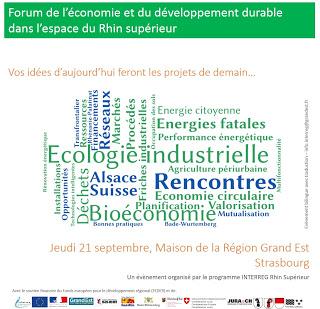 Forum de l'Économie et du développement durable dans le Rhin Supérieur le 21 septembre 2017 à Strasbourg
