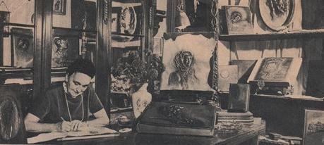 La belge Mariette Smetryns, artiste sur cuir Ci-dessus : 1ère image : une oeuvre de Modeste Huys; 2ième image: M.Smetryns avec son mari ; 3ième et 4ième : l'atelier rue d'Arenberg, Bruxelles, 5ième image: Michel-Ange et Ludwig V. Beethoven sur cuir; 6 ième image: armoiries britanniques sur ce livre d'or offert à Elisabeth 2 pour son couronnement en 1952. 7ième image: article ( Livre d'or pour Elis.II ) tiré d'un journal inconnu mais de l'époque du couronnement (courtesy: Joop Boelens, Vught, Pays-Bas)