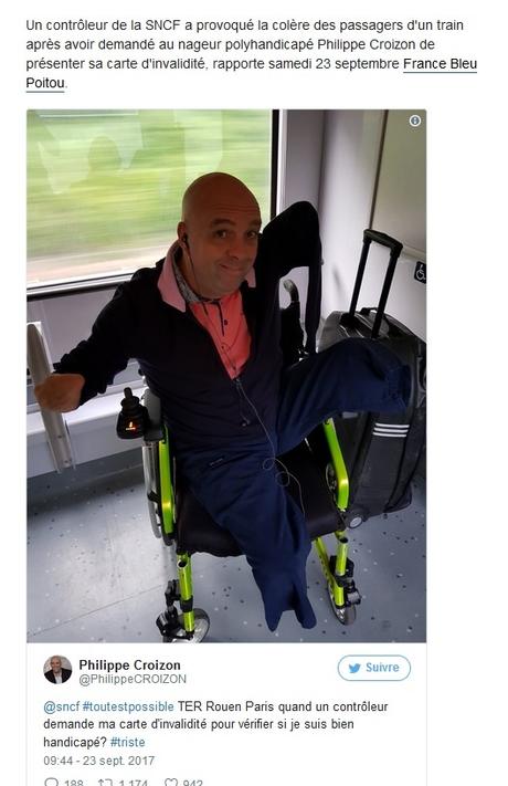 Un contrôleur SNCF demande à Philippe Croizon sa carte d'invalidité