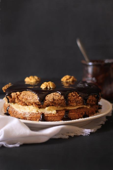 Gâteau moelleux aux noix, café et chocolat {sans gluten}