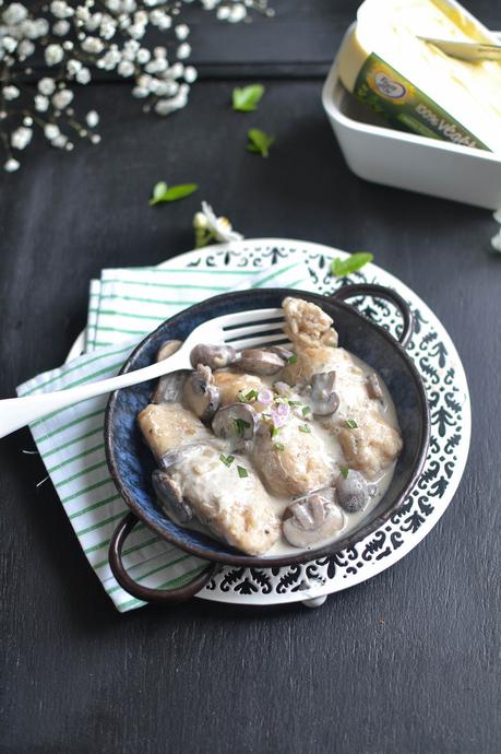 Quenelles végétales - Sauce aux champignons et au cidre Quenelles végétales - Sauce aux champignons et au cidre