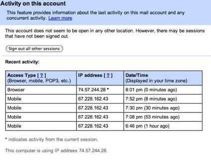 gmail-journal Monitorez les accès à votre compte GMail