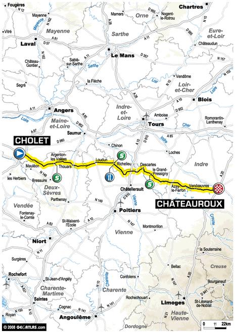 Tour de France : 5ème étape Cholet - Chateauroux (le parcours)