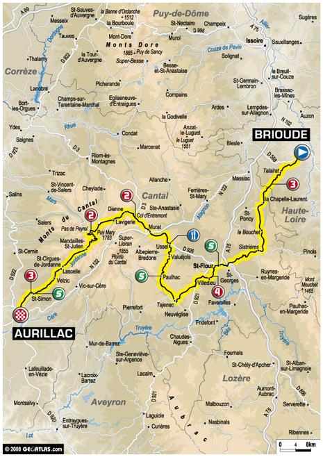 Tour de France : 7ème étape Brioude - Aurillac (le parcours)