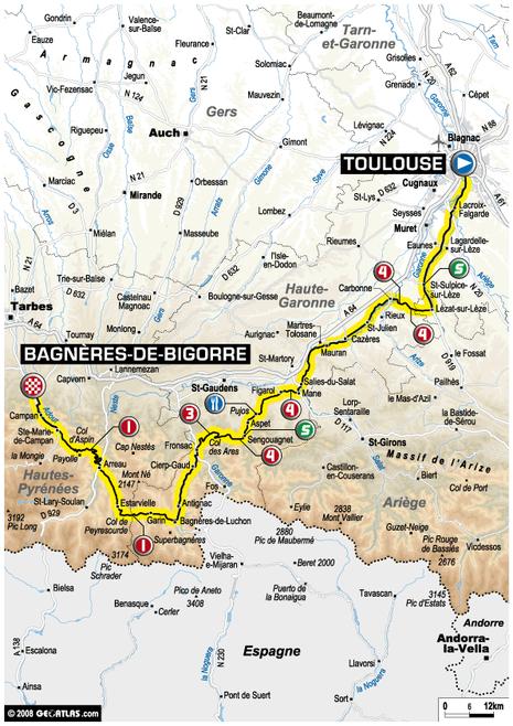 Tour de France : 9e étape Toulouse - Bagnères de Bigorre (le parcours)