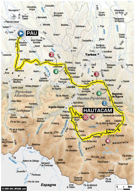 Tour de France : 10ème étape Pau - Hautacam (le parcours)