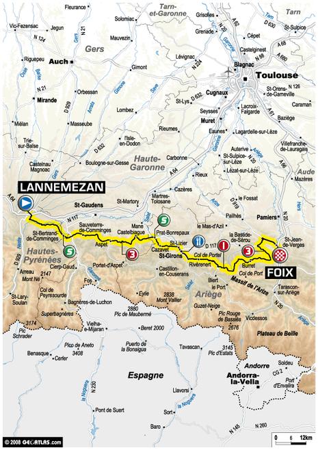 Tour de France : 11ème étape Lannemezan - Foix (le parcours)