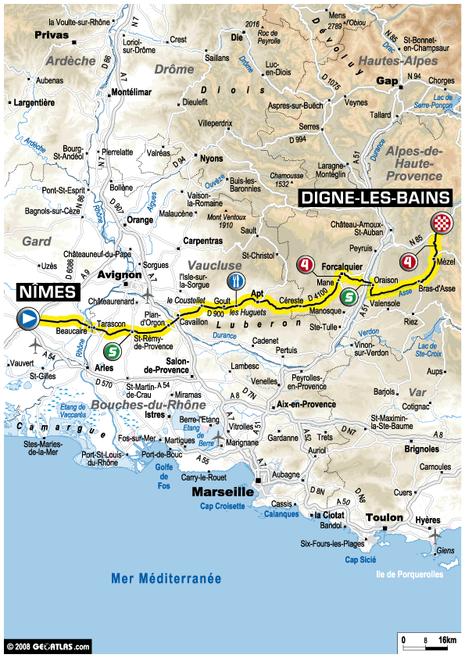 Tour de France : 14ème étape Narbonne - Nîmes (le parcours)