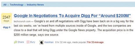 Google bientôt acquéreur de Digg?
