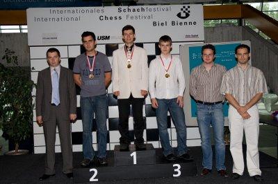les 6 participants au tournoi de GMI du festival international d'échecs de Bienne - photo site officiel