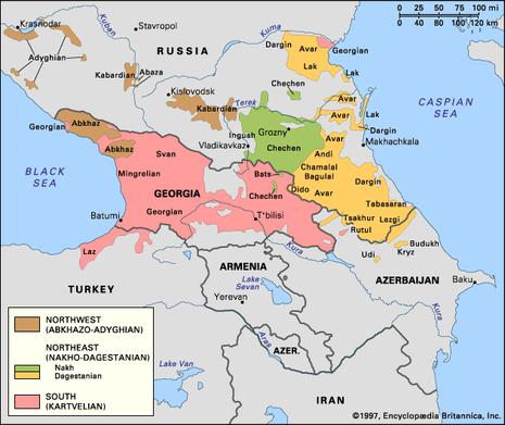 Map/Still:Distribution of the Caucasian languages