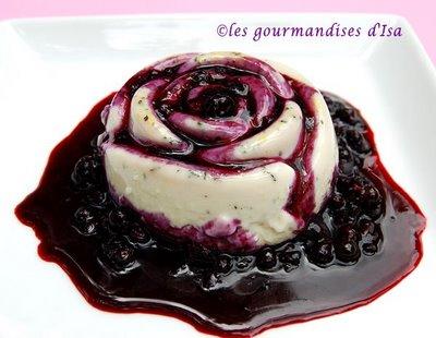 Pannacotta pesto menthe, sauce bleuets