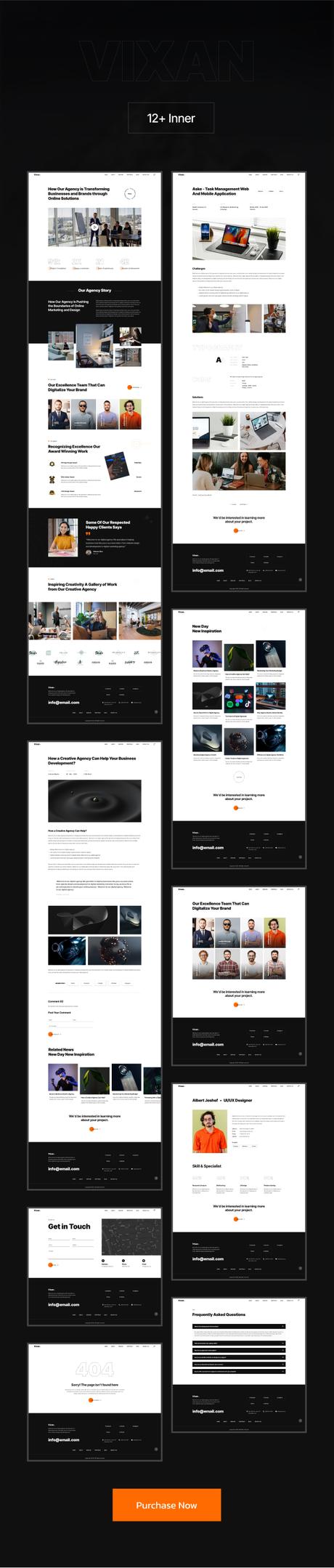 Vixan – Thème WordPress Elementor pour le portefeuille d’agences numériques vixane