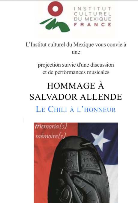Institut Culturel du Mexique « Hommage à Salvador Allende  » le 12 Septembre 2023.
