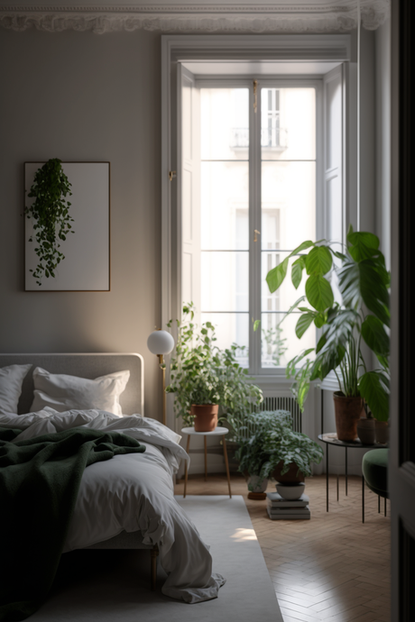 chambre décoration urban jungle plante accumulation
