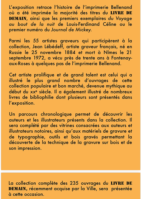«  » Le livre de demain «  » 1923-1947 «  » du 1er au 24 Septembre 2023.
