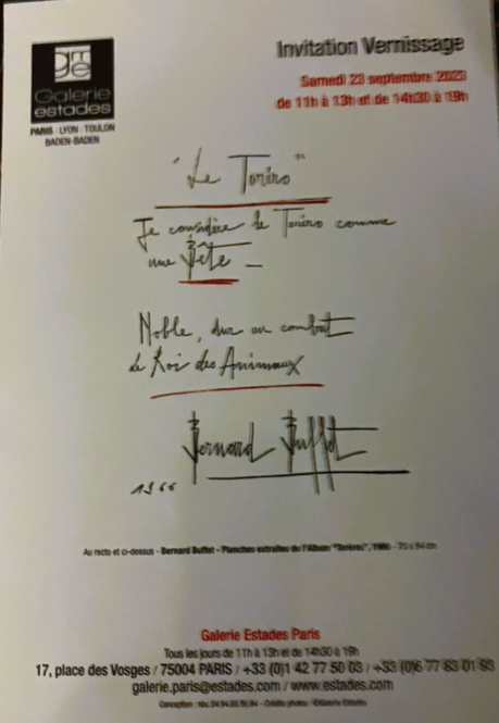 Galerie Estades Paris « Toréros » à partir du 23 Septembre 2023.