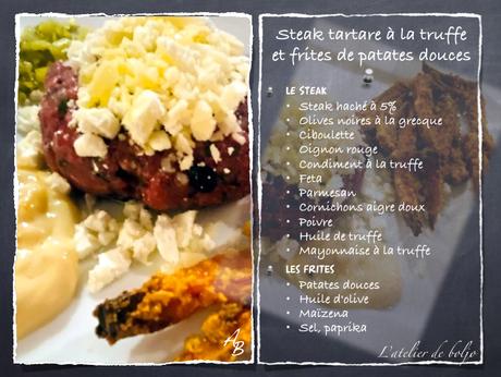 Steak tartare à la truffe et frites de patates douces Steak tartare à la truffe et frites de patates douces