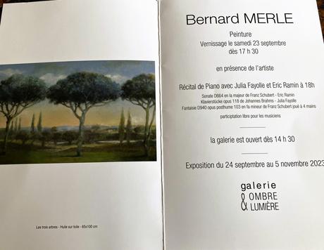 Galerie Ombre et Lumière. à Venterol (Drôme Provençale) exposition Bernard Merle. 24 Septembre au 5 Novembre 2023.