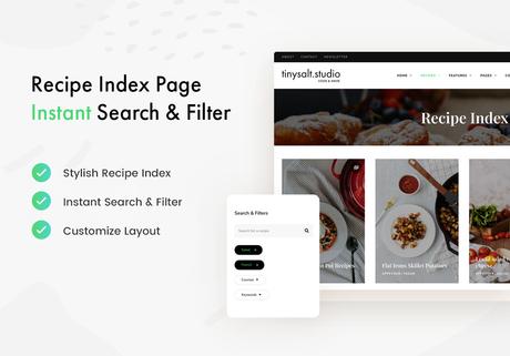 TinySalt – Thème WordPress pour blog alimentaire personnel TinySalt - Index des recettes