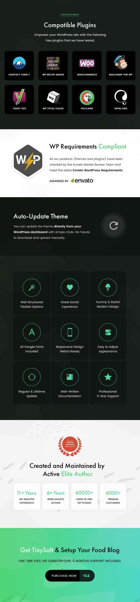 TinySalt – Thème WordPress pour blog alimentaire personnel TinySalt - Plugins compatibles, mise à jour, fonctionnalités