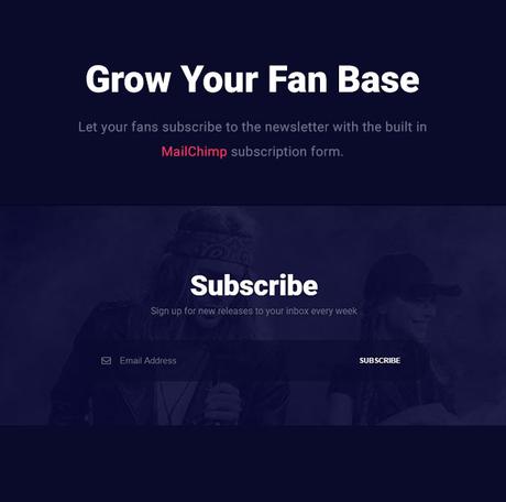Slide – Thème WordPress Musique Intégration du thème WordPress Slide Music à MailChimp