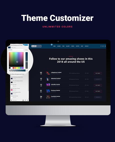 Slide – Thème WordPress Musique Personnalisateur de thème WordPress Slide Music