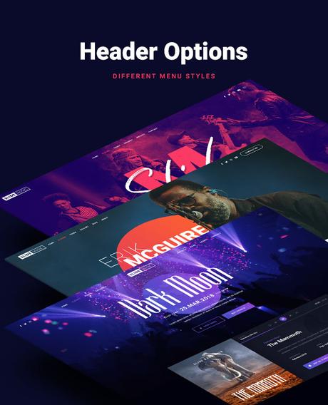 Slide – Thème WordPress Musique Menus du thème WordPress Slide Music