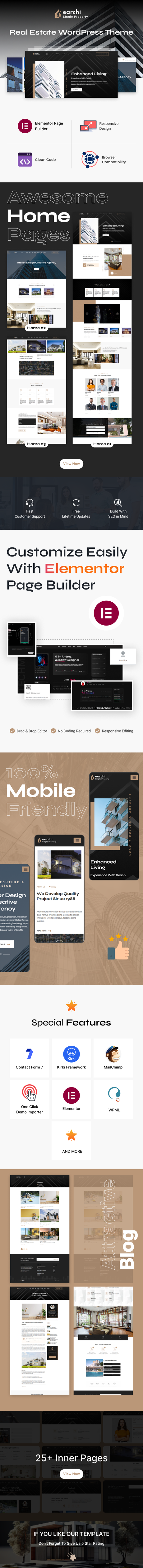 Earchi – Thème WordPress pour l’immobilier et la propriété unique description-earchi