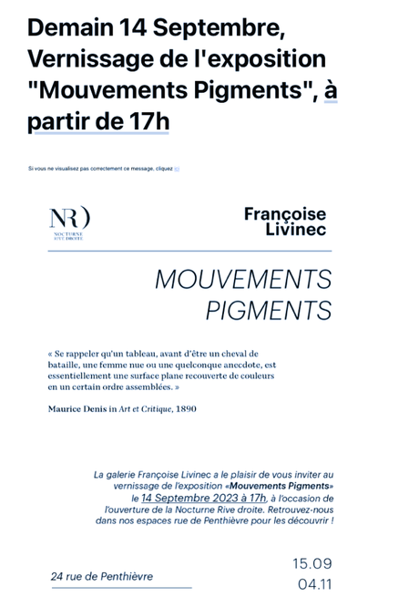 Galerie Livinec  –  le 14 Septembre 2023. « Mouvements Pigments «