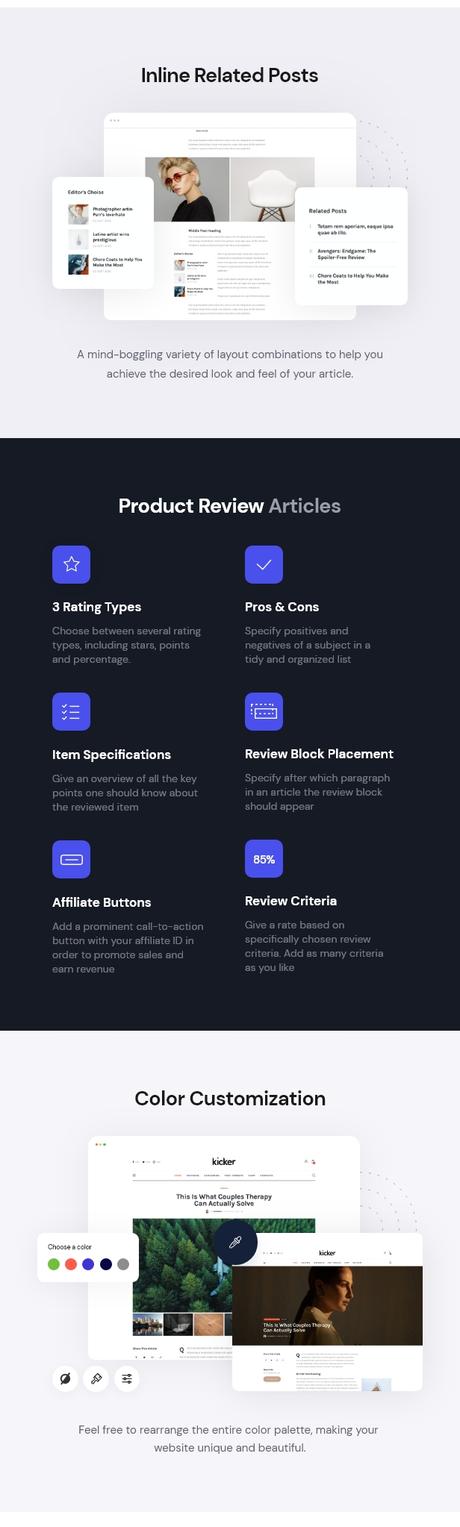 Kicker – Thème WordPress polyvalent pour blog et magazine + Gutenberg Description