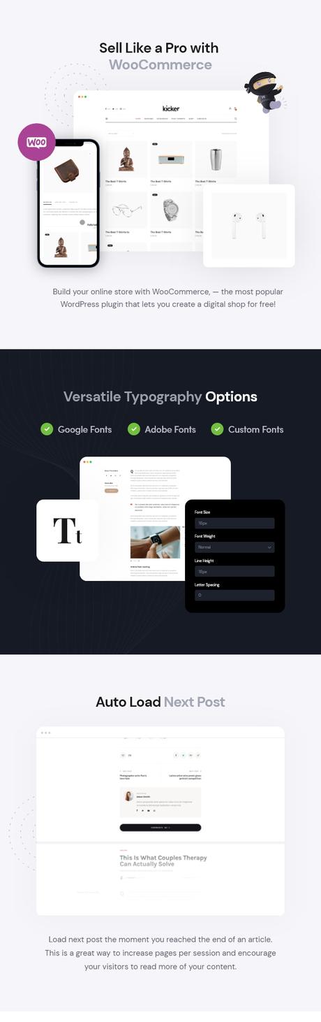 Kicker – Thème WordPress polyvalent pour blog et magazine + Gutenberg Description