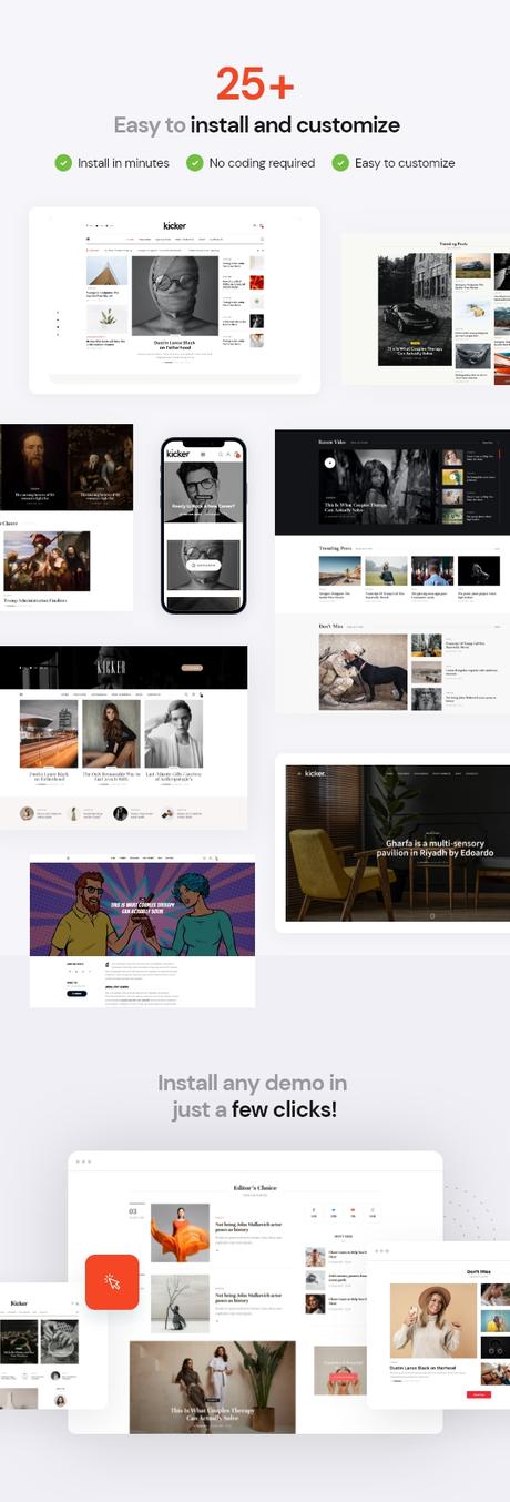 Kicker – Thème WordPress polyvalent pour blog et magazine + Gutenberg Description