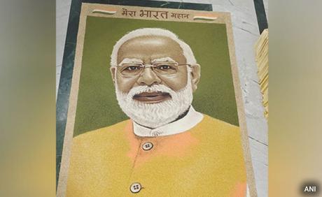 Portrait de grain et de mil du PM Modi créé avant son 73e anniversaire