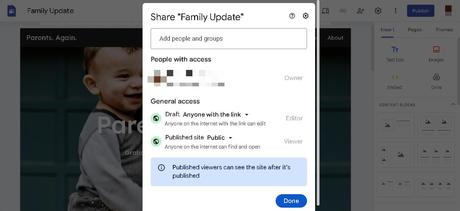 Choisir le meilleur créateur de sites Web : Google Sites ou Wix accès collaboratif sur Google Sites