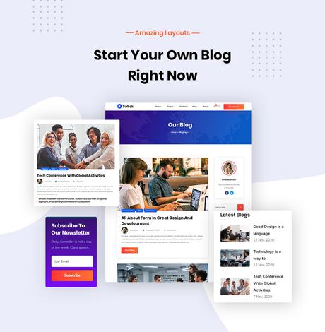 Softek – Thème WordPress pour logiciels et solutions informatiques présentation softek 5