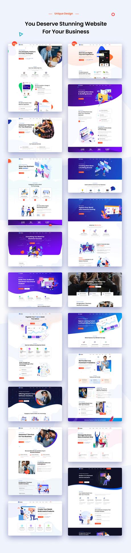 Softek – Thème WordPress pour logiciels et solutions informatiques softek toute la page d'accueil