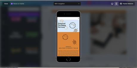 Conception réactive du créateur de site Web Canva sur mobile