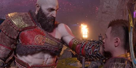 God of War Kratos parlant à Atreus