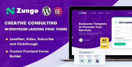 Zungo – Thème de page de destination WordPress pour les entreprises de conseil créatif